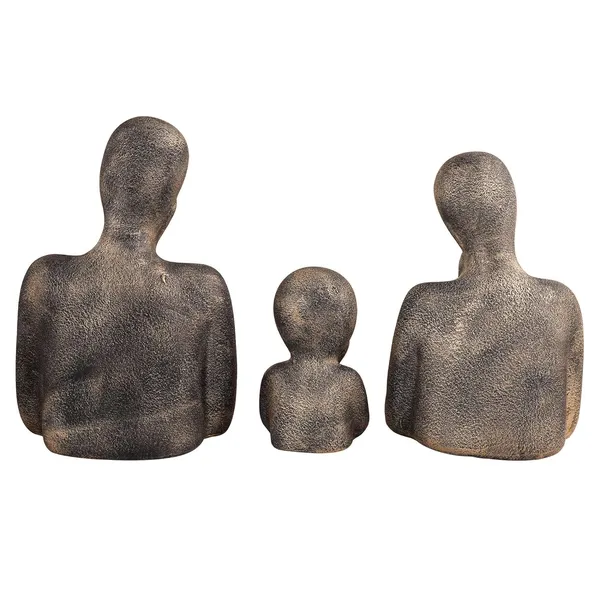 Multicolour_Family_Of_Three_Ornaments_Abstract_Home_Souvenirs_Statues_Decoration_For_Home_Character_Brown