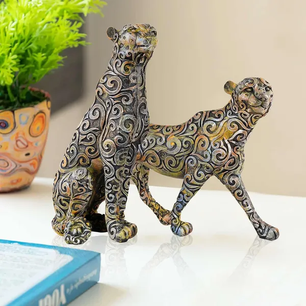 Multicolour_Panther_Animal_Showpiece_Antique_Sculpture_For_Home_Decor_Showpiece_Figurine_(Set_Of_2)