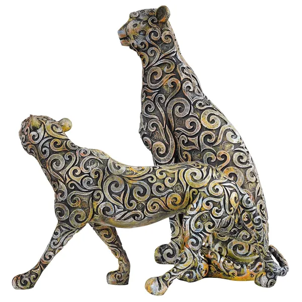 Multicolour_Panther_Animal_Showpiece_Antique_Sculpture_For_Home_Decor_Showpiece_Figurine_(Set_Of_2)