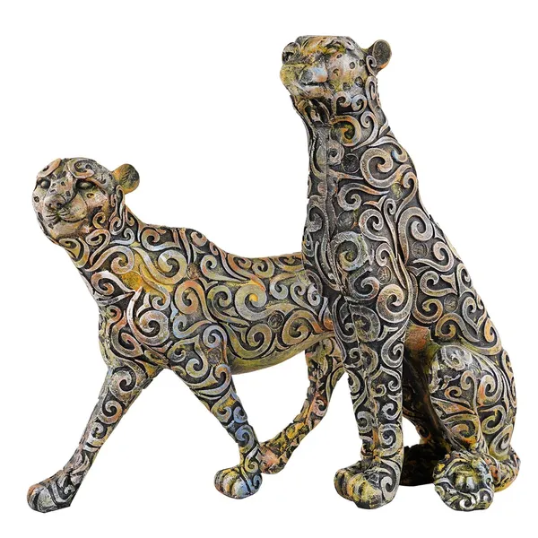 Multicolour_Panther_Animal_Showpiece_Antique_Sculpture_For_Home_Decor_Showpiece_Figurine_(Set_Of_2)