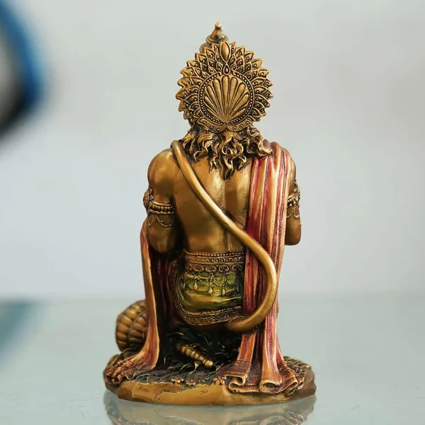 Multicolour_Sitting_Lord_Hanuman_Giving_Blessings_Bronze_Sculpture_Lord_Ram_Devotee,God_Of_Strength_And_Power_Reverence_Personified_In_Hanuman_With_Gada