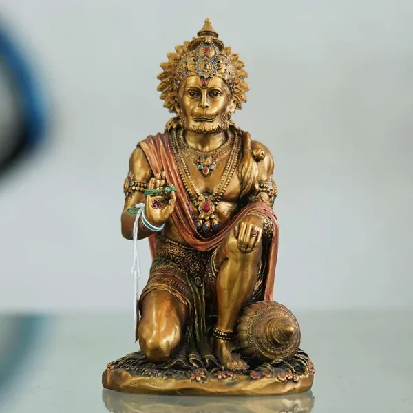 Multicolour_Sitting_Lord_Hanuman_Giving_Blessings_Bronze_Sculpture_Lord_Ram_Devotee,God_Of_Strength_And_Power_Reverence_Personified_In_Hanuman_With_Gada