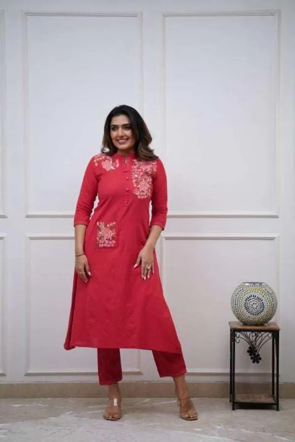 Black_Cotton_Embroidery_Straight_Kurti_Pant_With_Dupatta_Set_For_Women