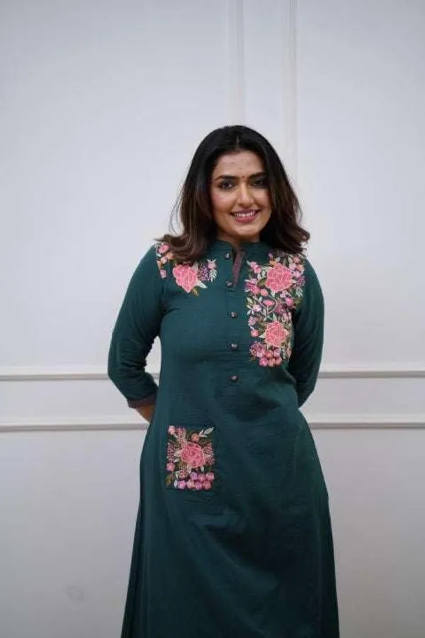 Black_Cotton_Embroidery_Straight_Kurti_Pant_With_Dupatta_Set_For_Women