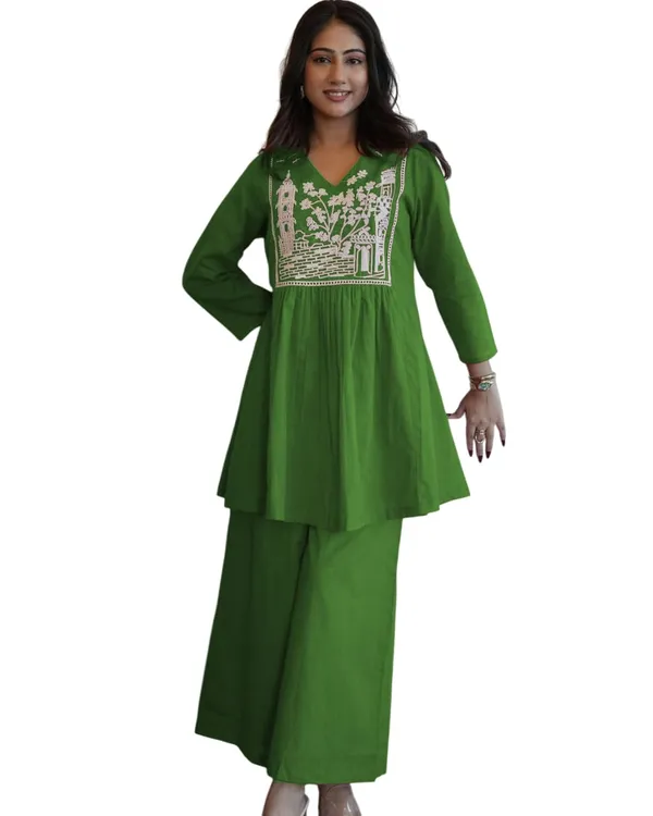 Black_Cotton_Embroidery_Straight_Kurti_Pant_With_Dupatta_Set_For_Women