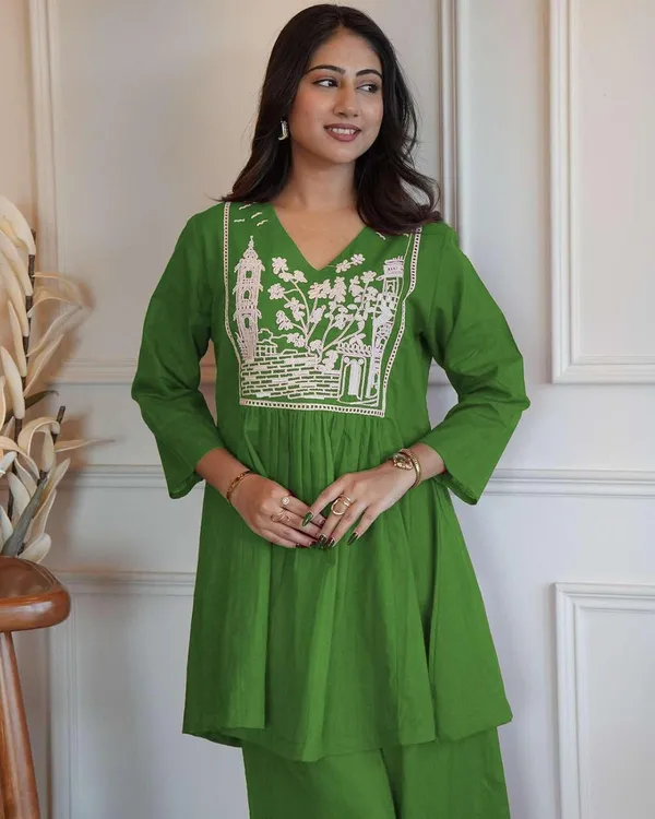 Black_Cotton_Embroidery_Straight_Kurti_Pant_With_Dupatta_Set_For_Women