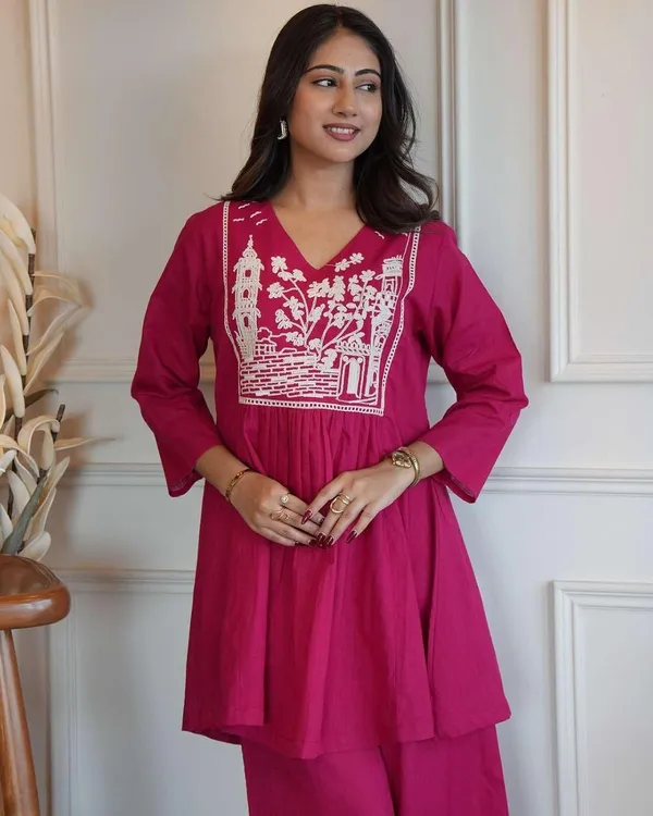 Black_Cotton_Embroidery_Straight_Kurti_Pant_With_Dupatta_Set_For_Women
