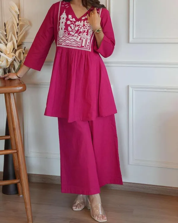 Black_Cotton_Embroidery_Straight_Kurti_Pant_With_Dupatta_Set_For_Women
