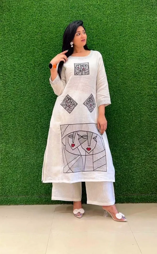 Black_Cotton_Embroidery_Straight_Kurti_Pant_With_Dupatta_Set_For_Women