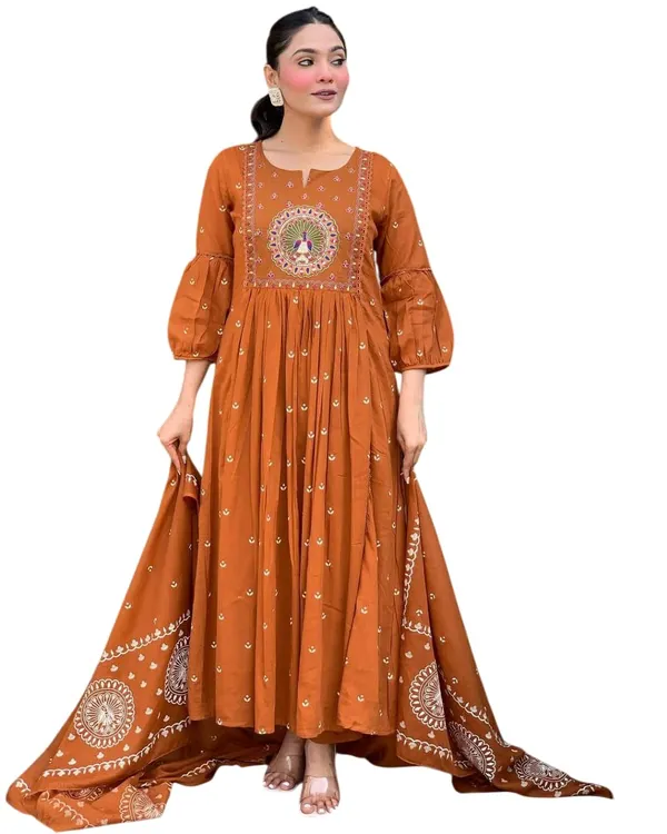 Black_Cotton_Embroidery_Straight_Kurti_Pant_With_Dupatta_Set_For_Women