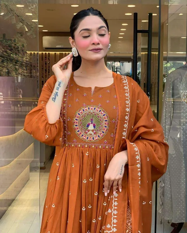 Black_Cotton_Embroidery_Straight_Kurti_Pant_With_Dupatta_Set_For_Women