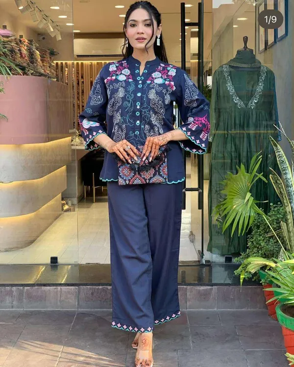 Black_Cotton_Embroidery_Straight_Kurti_Pant_With_Dupatta_Set_For_Women