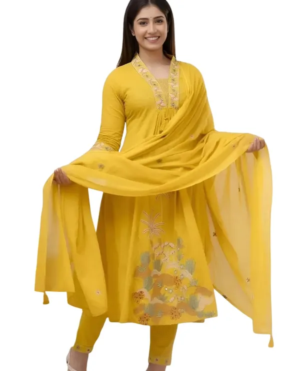 Black_Cotton_Embroidery_Straight_Kurti_Pant_With_Dupatta_Set_For_Women