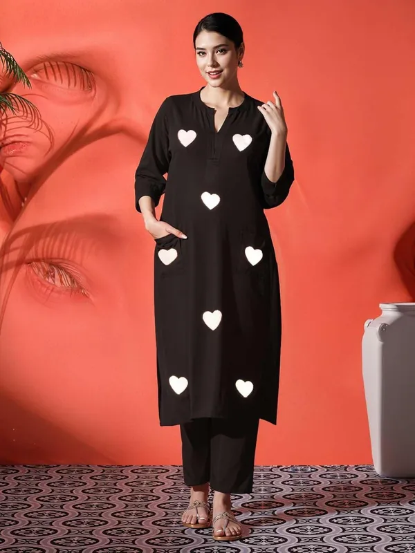 Black_Cotton_Embroidery_Straight_Kurti_Pant_With_Dupatta_Set_For_Women