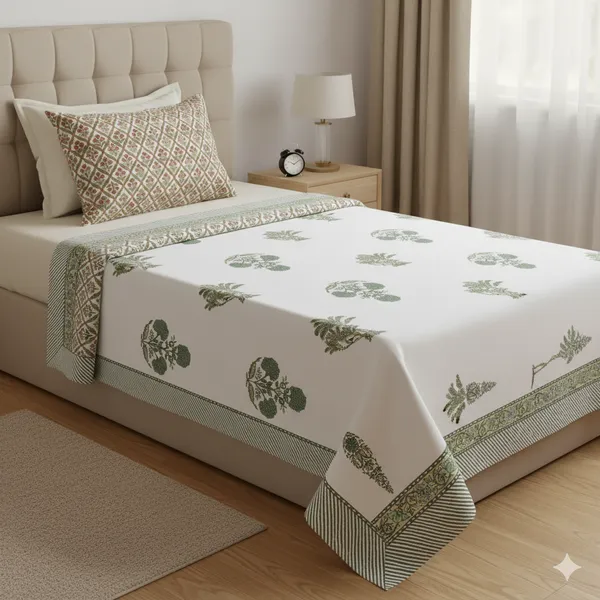 Ananta_Green_Cotton_Premium_&_Elegant_Printed_Single_Dohar_(_60"_X_90"_)By_Sabhinjo