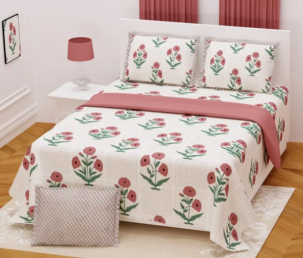 Hand_Work_Pink_Cotton_Premium_&_Elegant_Floral_King_Size_Bedsheet_(90"X108")__With_2_Pillow_Covers_(_17"_X_27"_)_By_Sabhinjo