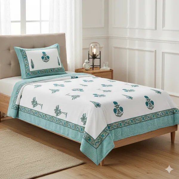 Ananta_See_Green_Cotton_Premium_&_Elegant_Printed_Single_Dohar_(_60"_X_90"_)By_Sabhinjo