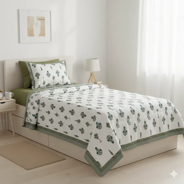 Ananta_Green_Cotton_Premium_&_Elegant_Printed_Single_Rajai_(_60"_X_90"_)By_Sabhinjo