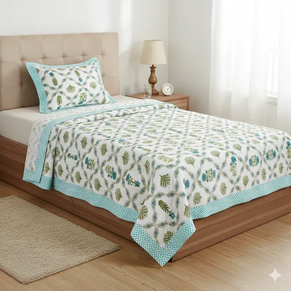 Ananta_Green_Cotton_Premium_&_Elegant_Printed_Single_Dohar_(_60"_X_90"_)By_Sabhinjo