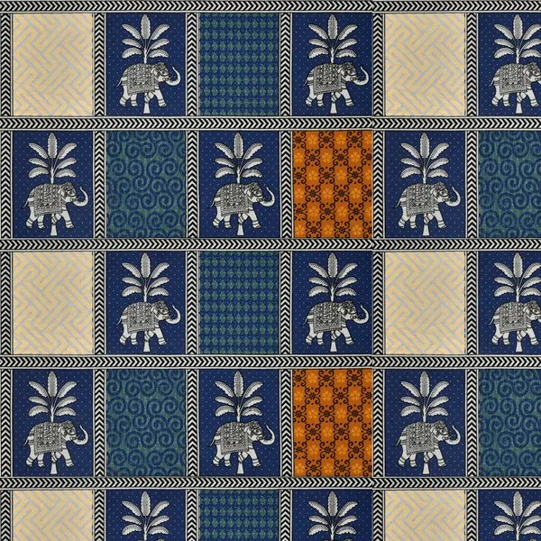 Bagru_Gold_Blue_Cotton_Premium_&_Elegant_Animal_King_Size_Bedsheet_(90"X108")__With_2_Pillow_Covers_(_17"_X_27"_)_By_Sabhinjo
