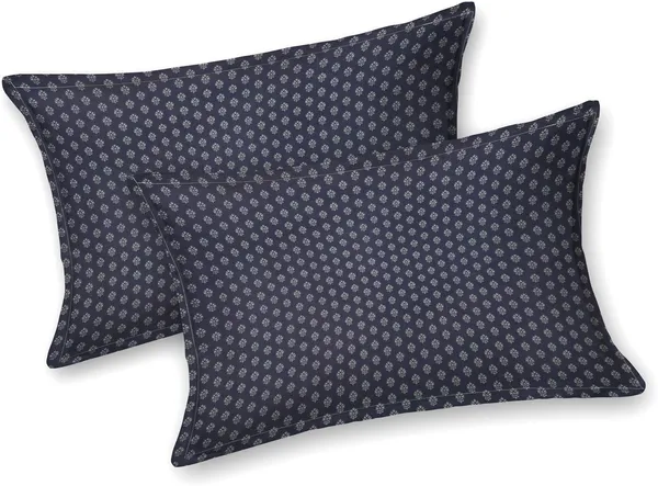 Bagru_Gold_Blue_Cotton_Premium_&_Elegant_Checkered_King_Size_Bedsheet_(90"X108")__With_2_Pillow_Covers_(_17"_X_27"_)_By_Sabhinjo