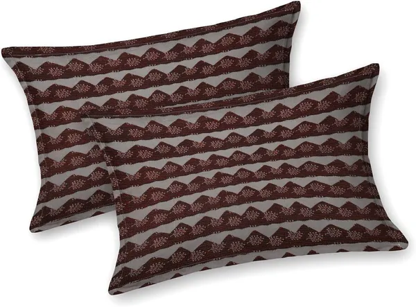Bagru_Gold_Brown_Cotton_Premium_&_Elegant_Checkered_King_Size_Bedsheet_(90"X108")_With_2_Pillow_Covers_(_17"_X_27"_)_By_Sabhinjo