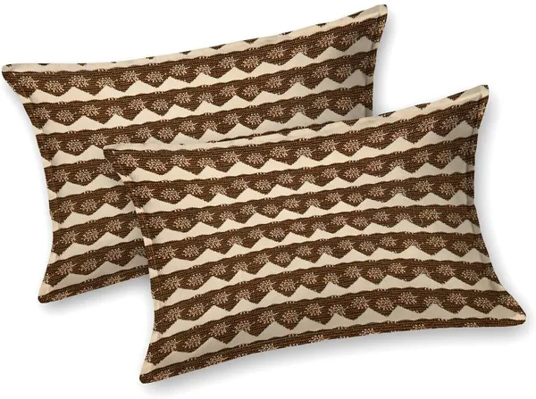 Bagru_Gold_Orange_Cotton_Premium_&_Elegant_Checkered_King_Size_Bedsheet_(90"X108")__With_2_Pillow_Covers_(_17"_X_27"_)_By_Sabhinjo