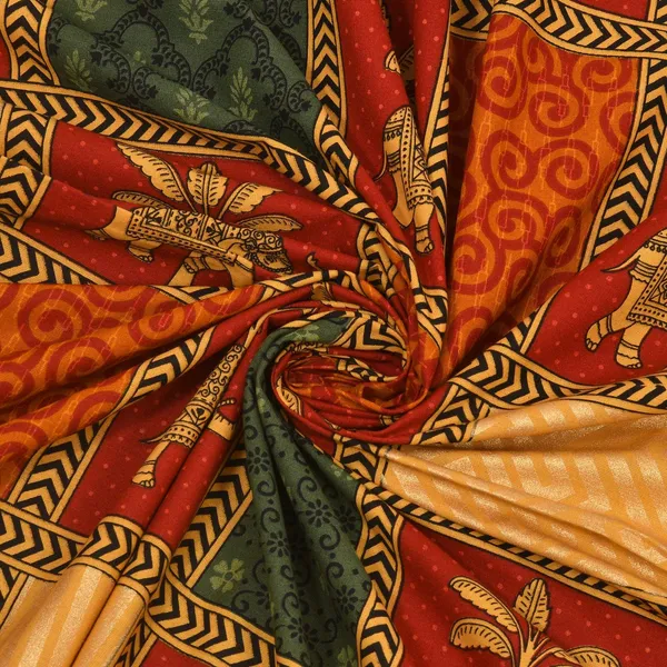 Bagru_Gold_Orange_Cotton_Premium_&_Elegant_Animal_King_Size_Bedsheet_(90"X108")__With_2_Pillow_Covers_(_17"_X_27"_)_By_Sabhinjo