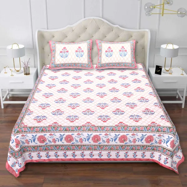 Block_Peach_Cotton_Premium_&_Elegant_Jaipuri_Prints_Bedsheet_(_90"_X_108"_)__With_2_Pillow_Covers_(_17"_X_27"_)_By_Sabhinjo
