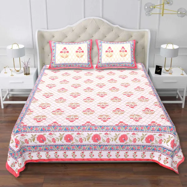Block_Pink_Cotton_Premium_&_Elegant_Jaipuri_Prints_Bedsheet_(_90"_X_108"_)__With_2_Pillow_Covers_(_17"_X_27"_)_By_Sabhinjo