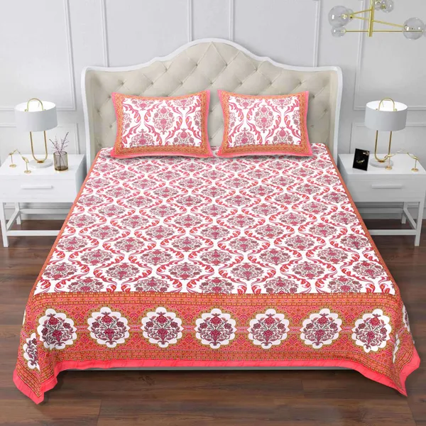 Block_Red_Cotton_Premium_&_Elegant_Jaipuri_Prints_Bedsheet_(_90"X_108"_)__With_2_Pillow_Covers_(_17"_X_27"_)_By_Sabhinjo