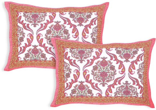 Block_Red_Cotton_Premium_&_Elegant_Jaipuri_Prints_Bedsheet_(_90"X_108"_)__With_2_Pillow_Covers_(_17"_X_27"_)_By_Sabhinjo