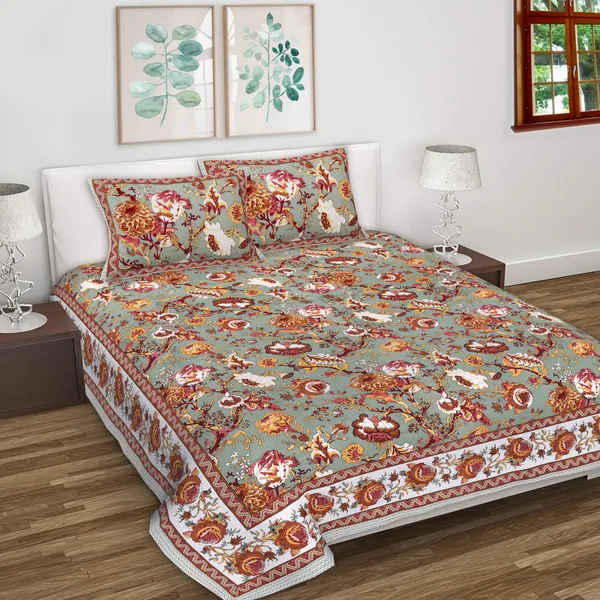 Anokhi_Green_Cotton_Premium_&_Elegant_Printed_Bedsheet_(_90"_X_108"_)__With_2_Pillow_Covers_(_17"_X_27"_)_By_Sabhinjo