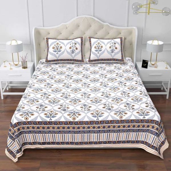 Block_Brown_&_White_Cotton_Premium_&_Elegant_Printed_Bedsheet_(_90"X_108"_)__With_2_Pillow_Covers_(_17"_X_27"_)_By_Sabhinjo