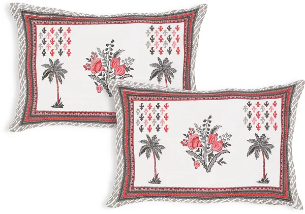 Block_Grey_&_Red_Cotton_Premium_&_Elegant_Printed_Bedsheet_(_90"_X_108"_)__With_2_Pillow_Covers_(_17"_X_27"_)_By_Sabhinjo