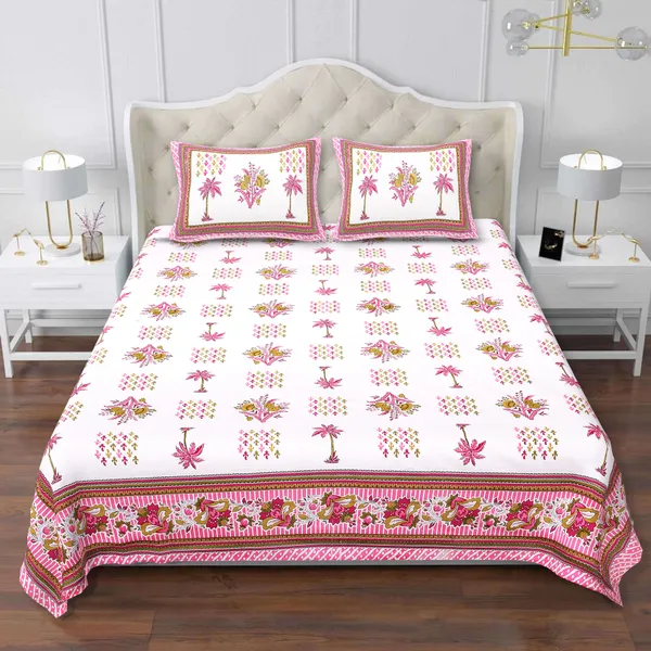 Block_Print_White_&_Pink_Cotton_Premium_&_Elegant_Printed_Bedsheet_(_90"_X_108"_)__With_2_Pillow_Covers_(_17"_X_27"_)_By_Sabhinjo