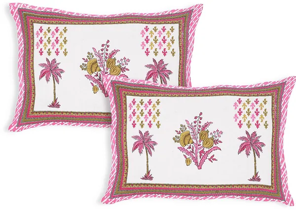 Block_Print_White_&_Pink_Cotton_Premium_&_Elegant_Printed_Bedsheet_(_90"_X_108"_)__With_2_Pillow_Covers_(_17"_X_27"_)_By_Sabhinjo