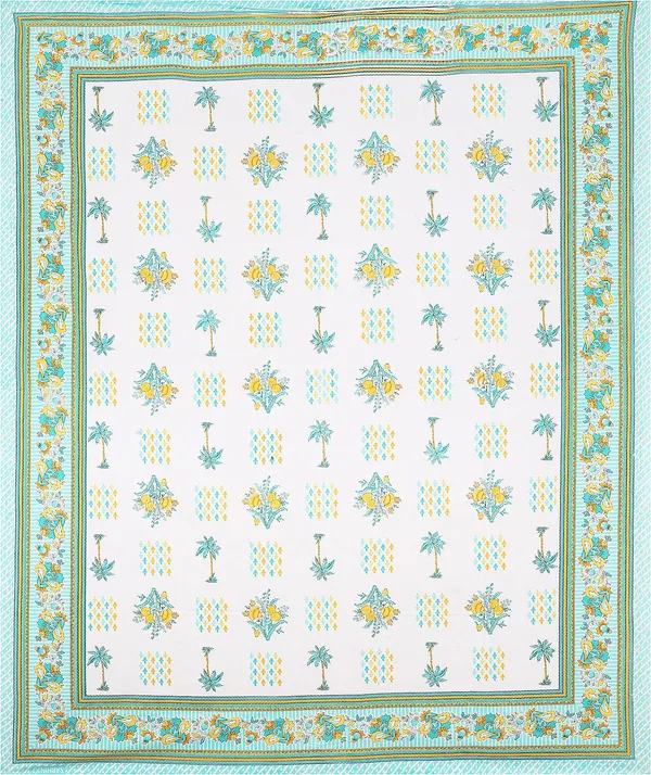 Block_Print_Green_&_Yellow_Cotton_Premium_&_Elegant_Printed_Bedsheet_(_90"_X_108"_)__With_2_Pillow_Covers_(_17"_X_27"_)_By_Sabhinjo