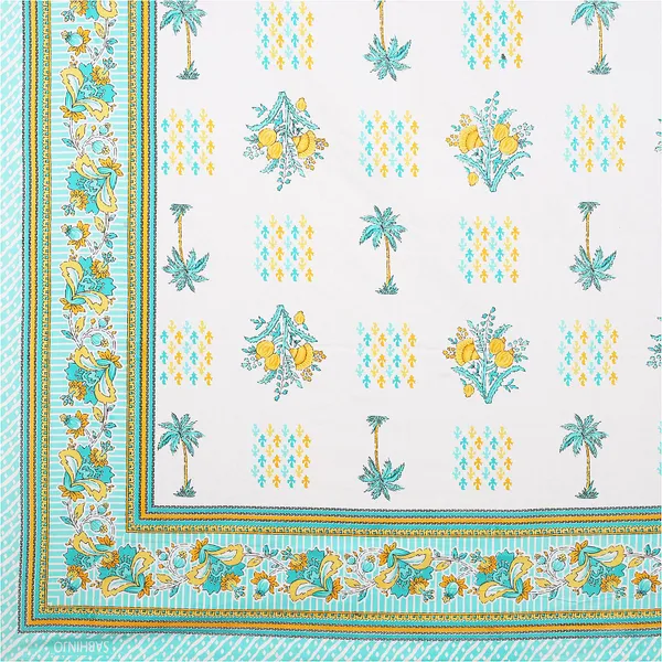Block_Print_Green_&_Yellow_Cotton_Premium_&_Elegant_Printed_Bedsheet_(_90"_X_108"_)__With_2_Pillow_Covers_(_17"_X_27"_)_By_Sabhinjo