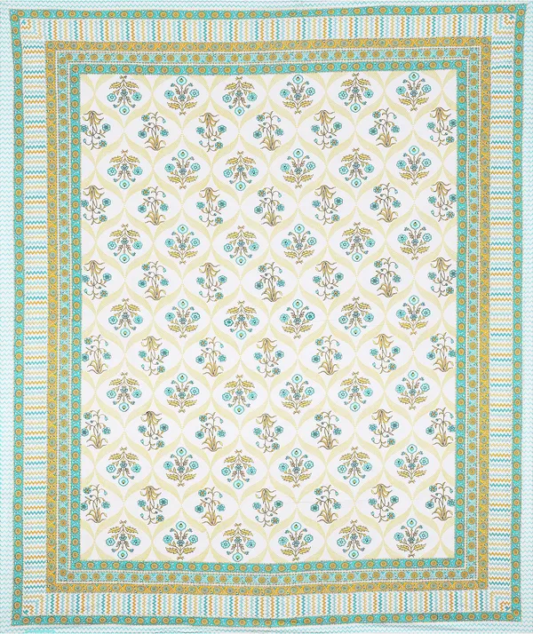 Block_Print_Green__Cotton_Premium_&_Elegant_Printed_Bedsheet_(_90"_X_108"_)_With_2_Pillow_Covers_(_17"_X_27"_)_By_Sabhinjo