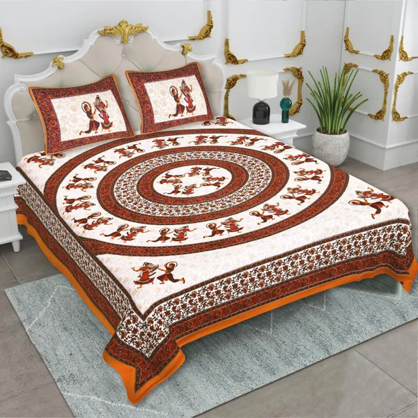 Rajasthani_White_&_Brown_Cotton_Premium_&_Elegant_Printed_Bedsheet_(_90"_X_108"_)__With_2_Pillow_Covers_(_17"_X_27"_)_By_Sabhinjo