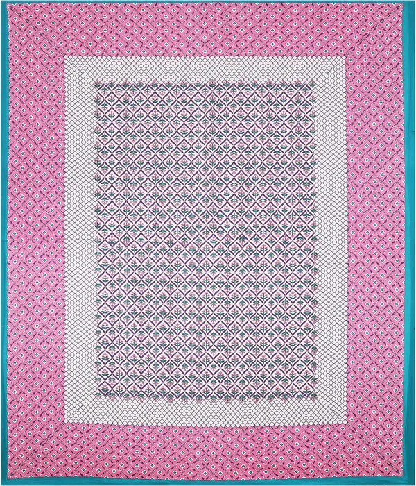 Rajasthani_Green_&_Pink_Cotton_Premium_&_Elegant_Printed_Bedsheet_(_90"_X_108"_)__With_2_Pillow_Covers_(_17"_X_27"_)_By_Sabhinjo