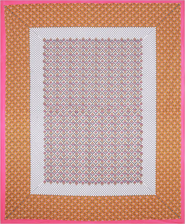 Rajasthani_Pink_&_Orange_Cotton_Premium_&_Elegant_Printed_Bedsheet_(_90"_X_108"_)__With_2_Pillow_Covers_(_17"_X_27"_)_By_Sabhinjo