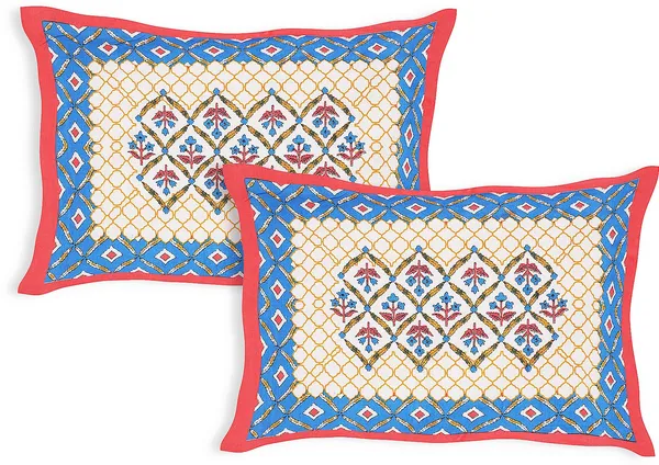 Rajasthani_Red_&_Blue_Cotton_Premium_&_Elegant_Printed_Bedsheet_(_90"_X_108"_)__With_2_Pillow_Covers_(_17"_X_27"_)_By_Sabhinjo