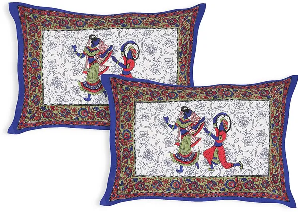 Rajasthani_Blue_&_Brown_Cotton_Premium_&_Elegant_Printed_Bedsheet_(_90"X_108")__With_2_Pillow_Covers_(_17"_X_27"_)_By_Sabhinjo