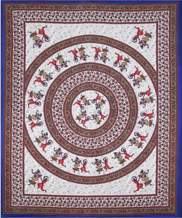 Rajasthani_Blue_&_Brown_Cotton_Premium_&_Elegant_Printed_Bedsheet_(_90"X_108")__With_2_Pillow_Covers_(_17"_X_27"_)_By_Sabhinjo