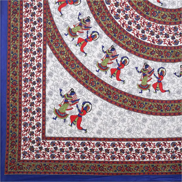 Rajasthani_Blue_&_Brown_Cotton_Premium_&_Elegant_Printed_Bedsheet_(_90"X_108")__With_2_Pillow_Covers_(_17"_X_27"_)_By_Sabhinjo