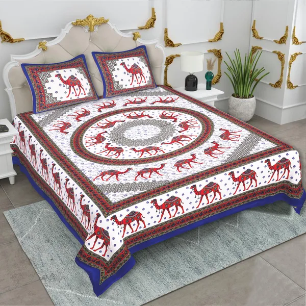 Rajasthani_Blue_&_Red_Cotton_Premium_&_Elegant_Printed_Bedsheet_(_90"_X_108"_)_With_2_Pillow_Covers_(_17"_X_27"_)_By_Sabhinjo