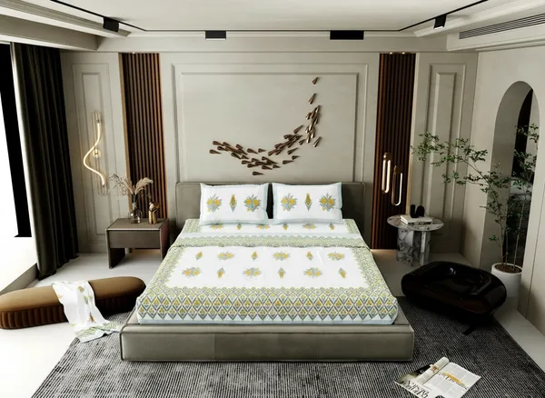 Ananta_Yellow_Cotton_Premium_&_Elegant_Printed_Double_Bedsheet_(_100"_X_108"_)__With_2_Pillow_Covers_(_17"_X_27"_)_By_Sabhinjo