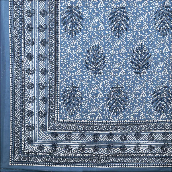 Dabu_Blue_Cotton_Premium_&_Elegant_Jaipuri_Prints_Bedsheet_(_90"_X_108"_)__With_2_Pillow_Covers_(_17"_X_27"_)_By_Sabhinjo